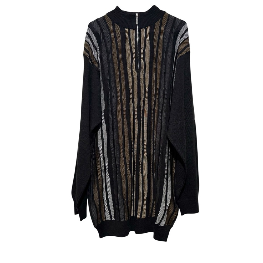 Steve Harvey Striped Quarter Zip Sweater, Long, 2XLT, Like New